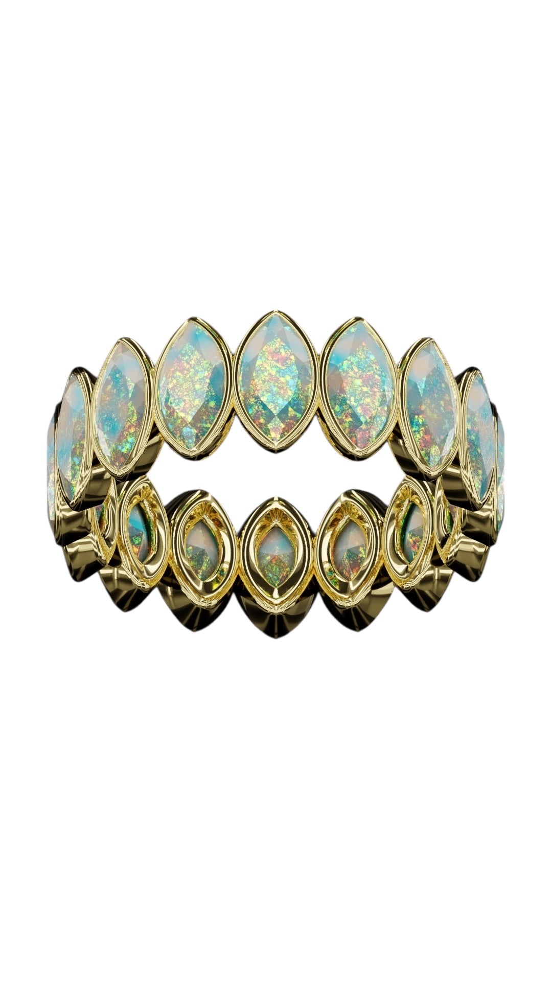 Vetical Marquise Cut Opal Bezel Band