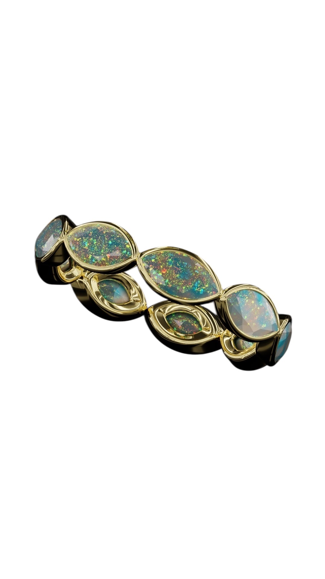 Horizontal Marquise Cut Opal Bezel Band