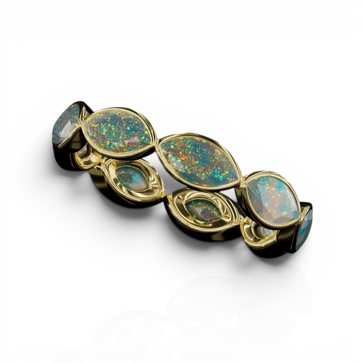 Horizontal Marquise Cut Opal Bezel Band