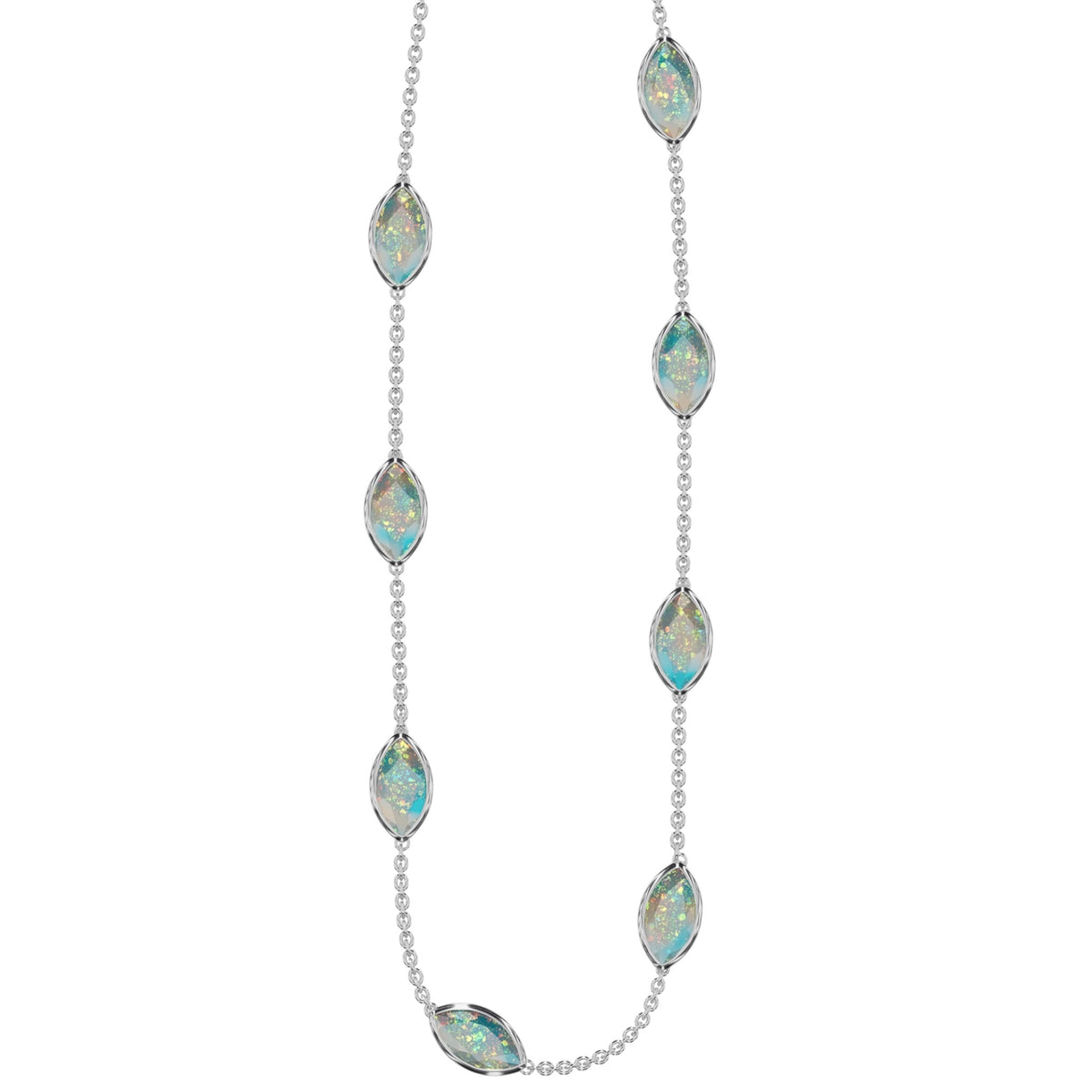 Bezel Marquise Cut Opal Necklace