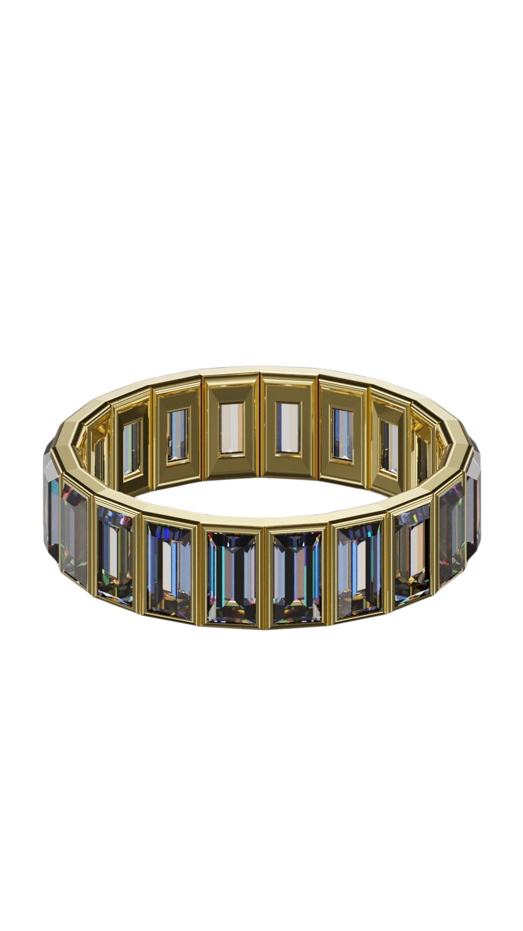 Vertical Baguette Cut Tanzanite Bezel Band