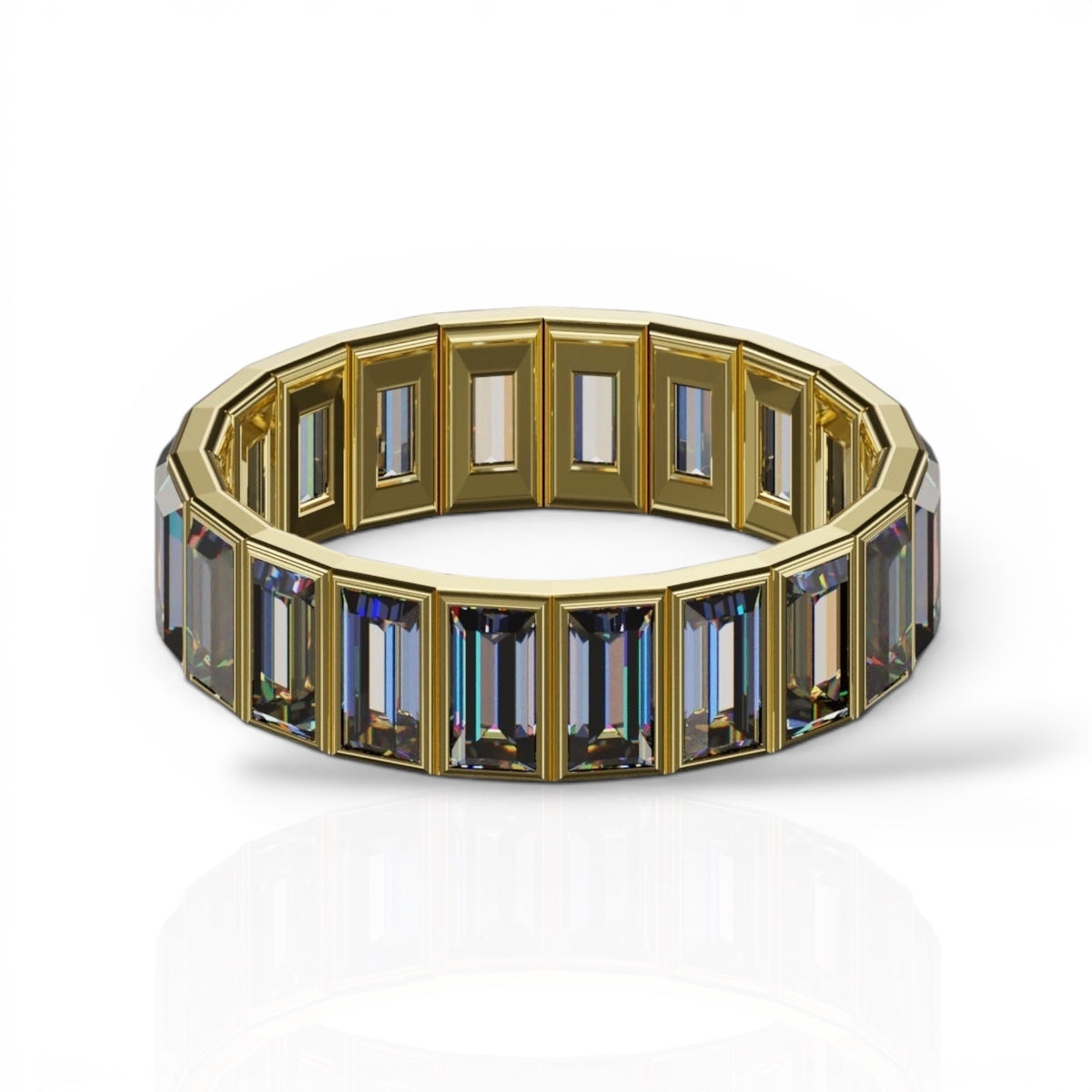 Vertical Baguette Cut Tanzanite Bezel Band