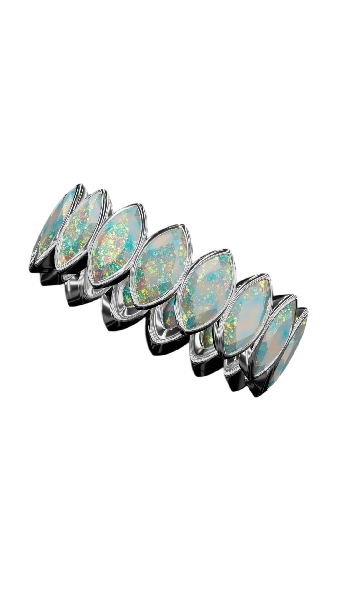 Vetical Marquise Cut Opal Bezel Band