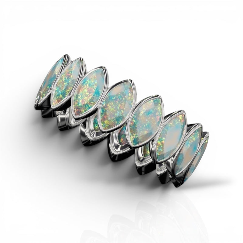 Vetical Marquise Cut Opal Bezel Band