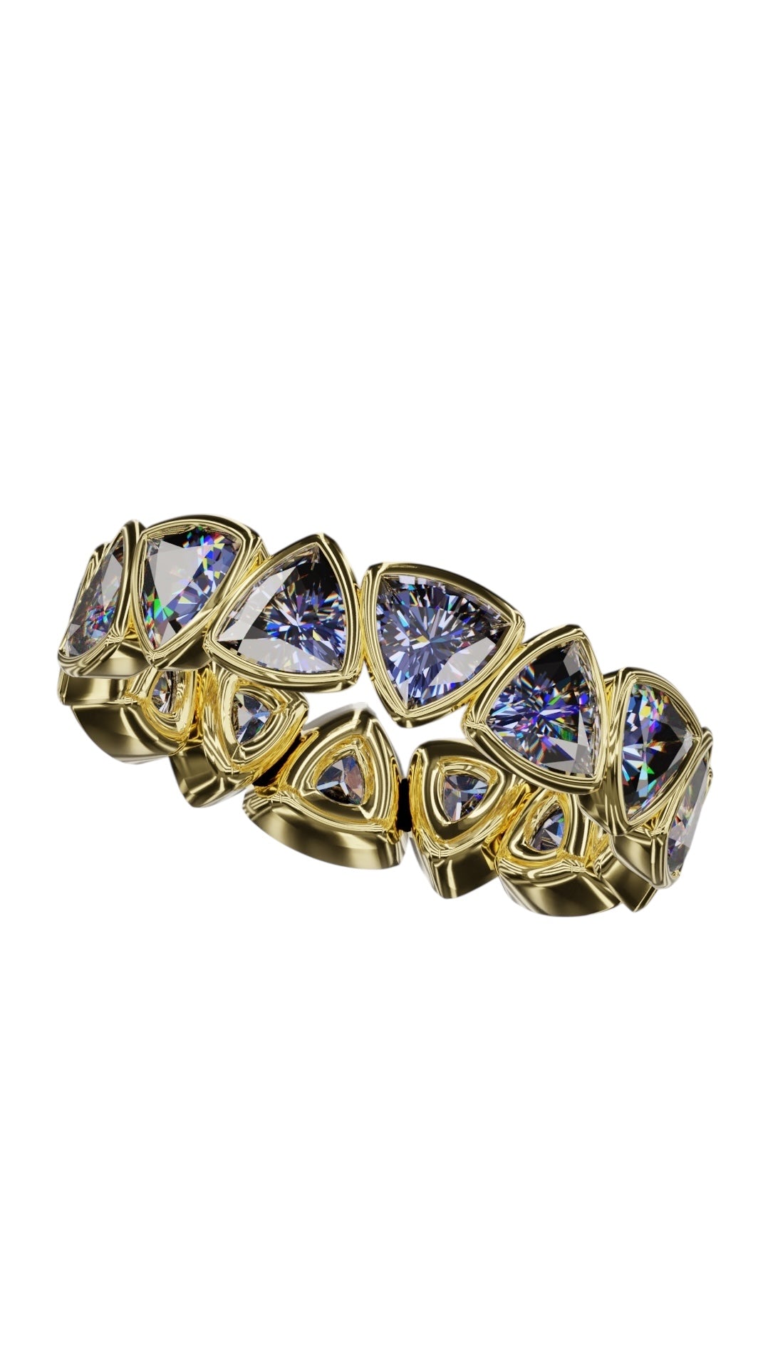4mm Trillion Faceted Tanzanite Bezel Band