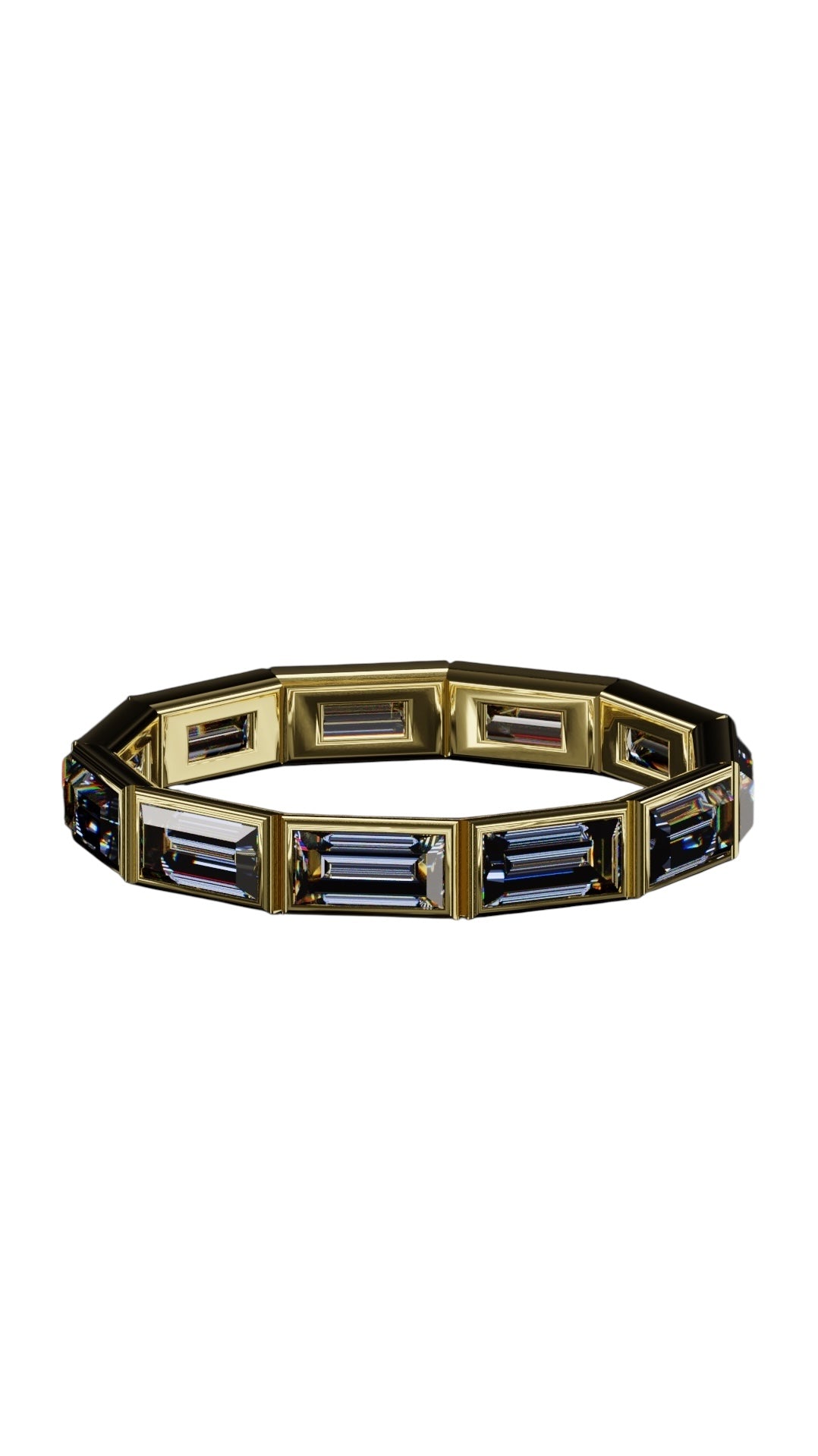Horizontal Baguette Cut Tanzanite Bezel Band