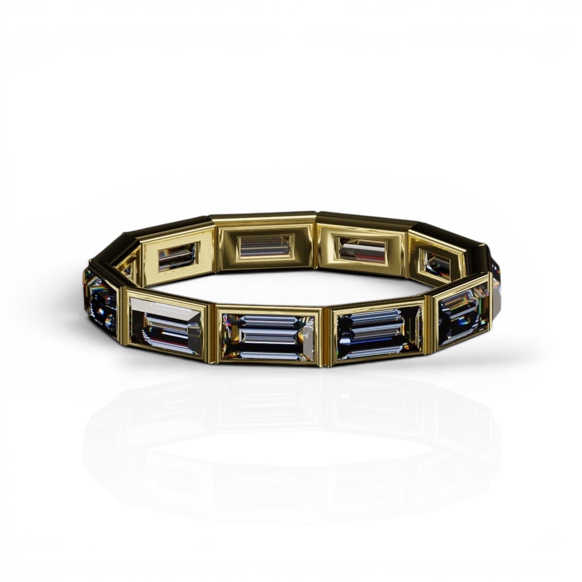 Horizontal Baguette Cut Tanzanite Bezel Band