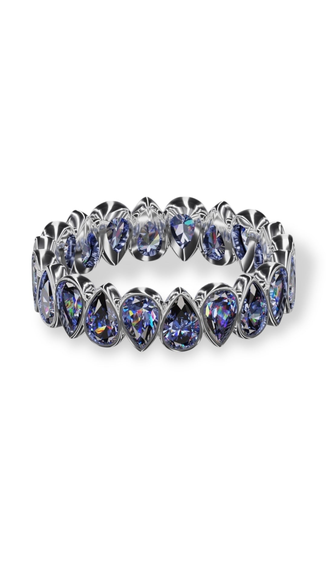 Vertical Pear Cut Tanzanite Bezel Band