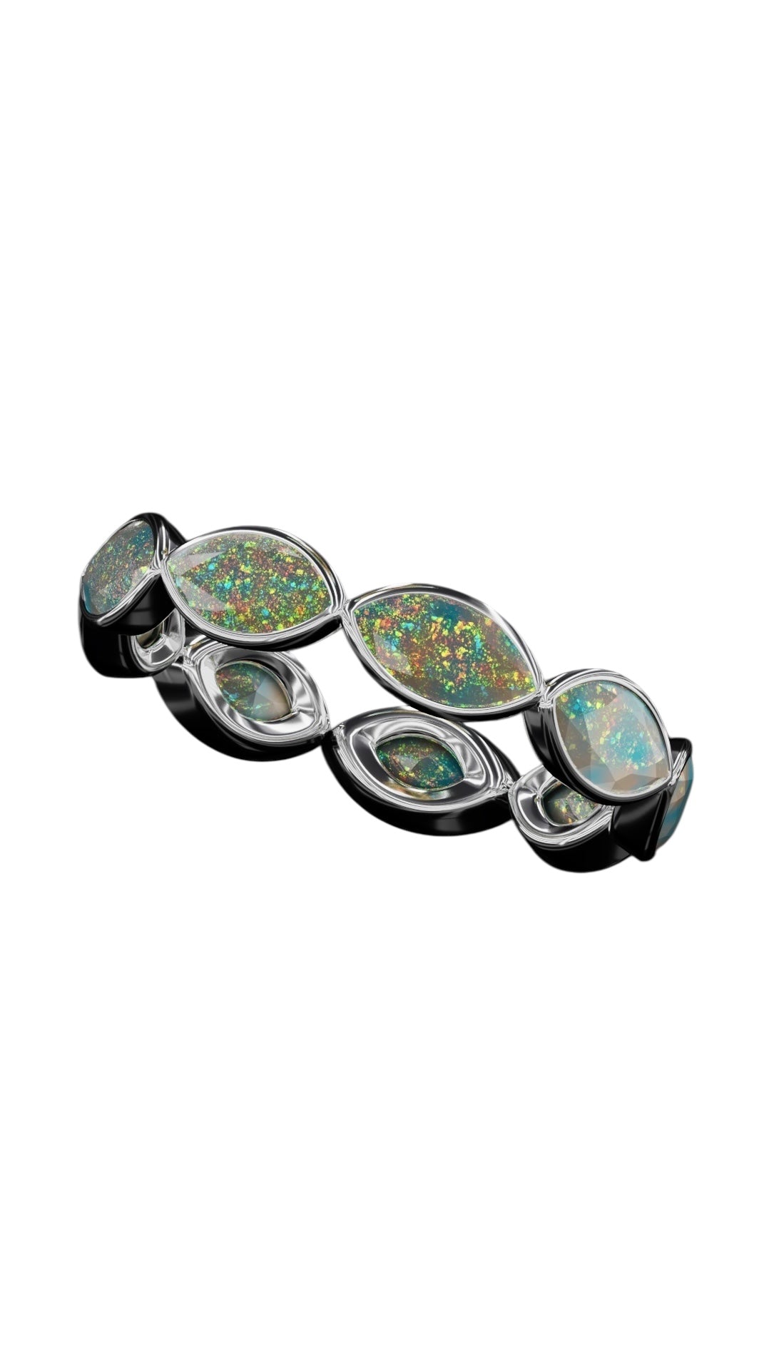 Horizontal Marquise Cut Opal Bezel Band