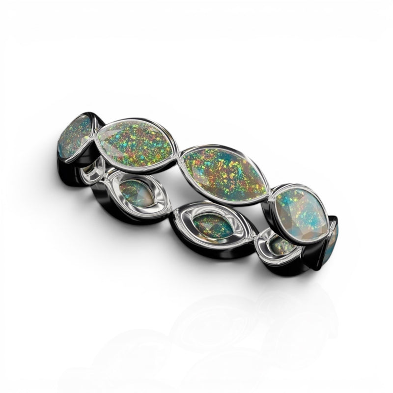 Horizontal Marquise Cut Opal Bezel Band