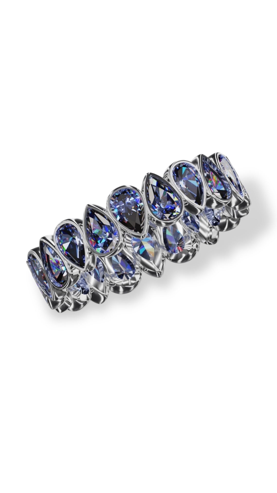 Vertical Pear Cut Tanzanite Bezel Band