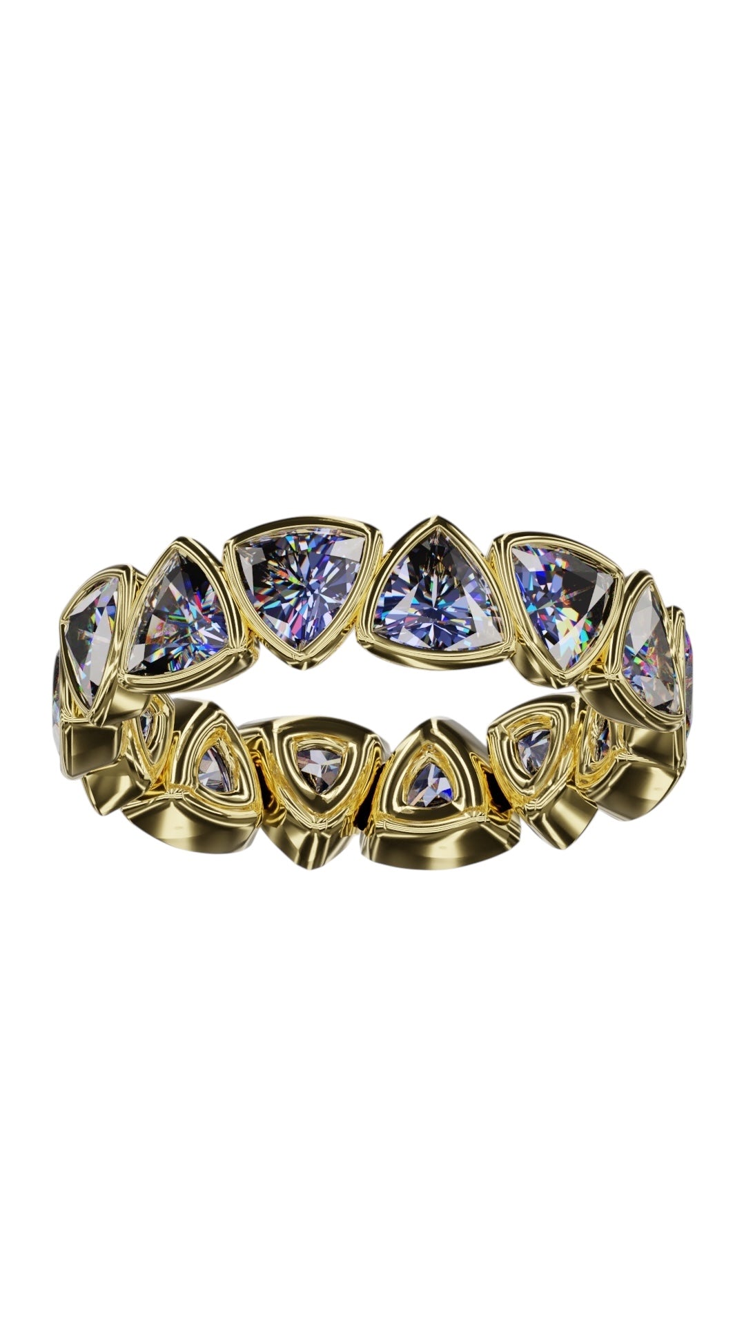 4mm Trillion Faceted Tanzanite Bezel Band