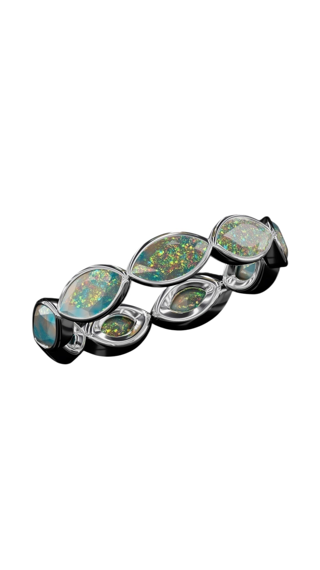 Horizontal Marquise Cut Opal Bezel Band