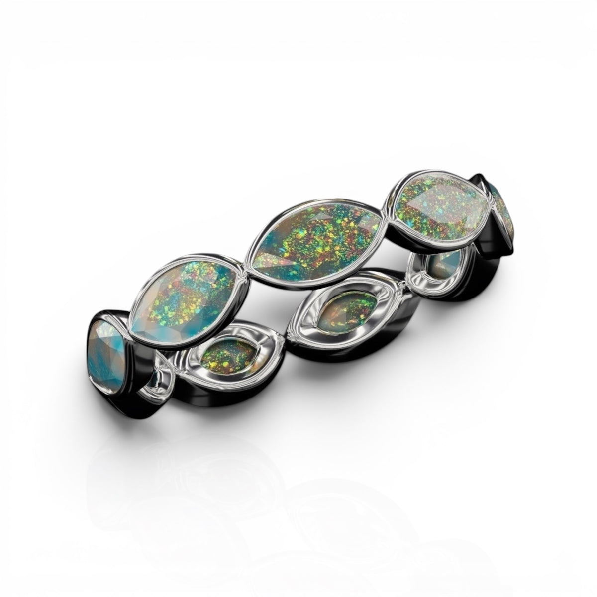 Horizontal Marquise Cut Opal Bezel Band