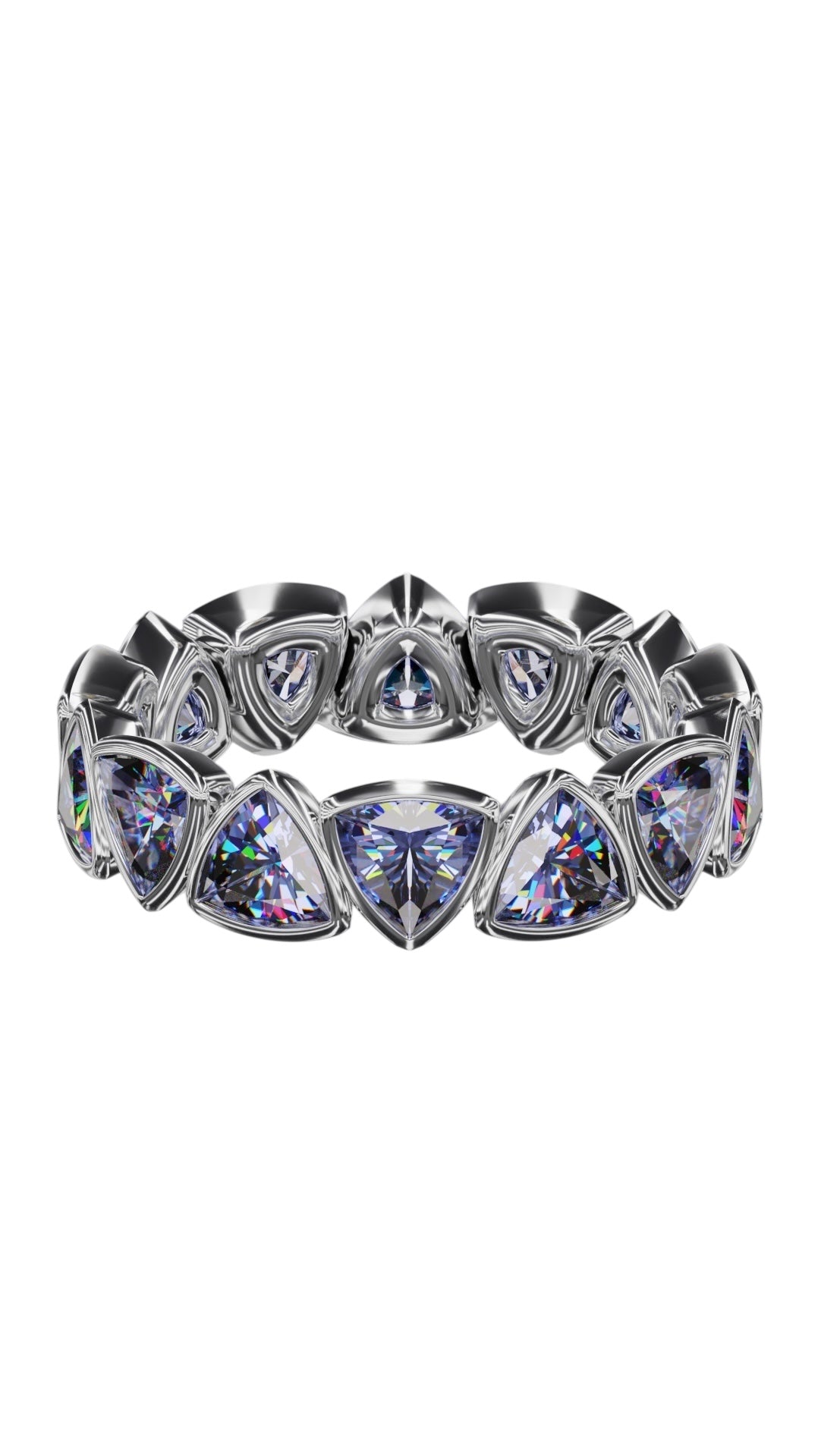4mm Trillion Faceted Tanzanite Bezel Band