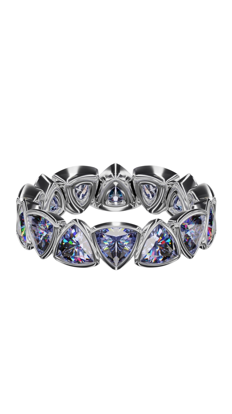 4mm Trillion Faceted Tanzanite Bezel Band