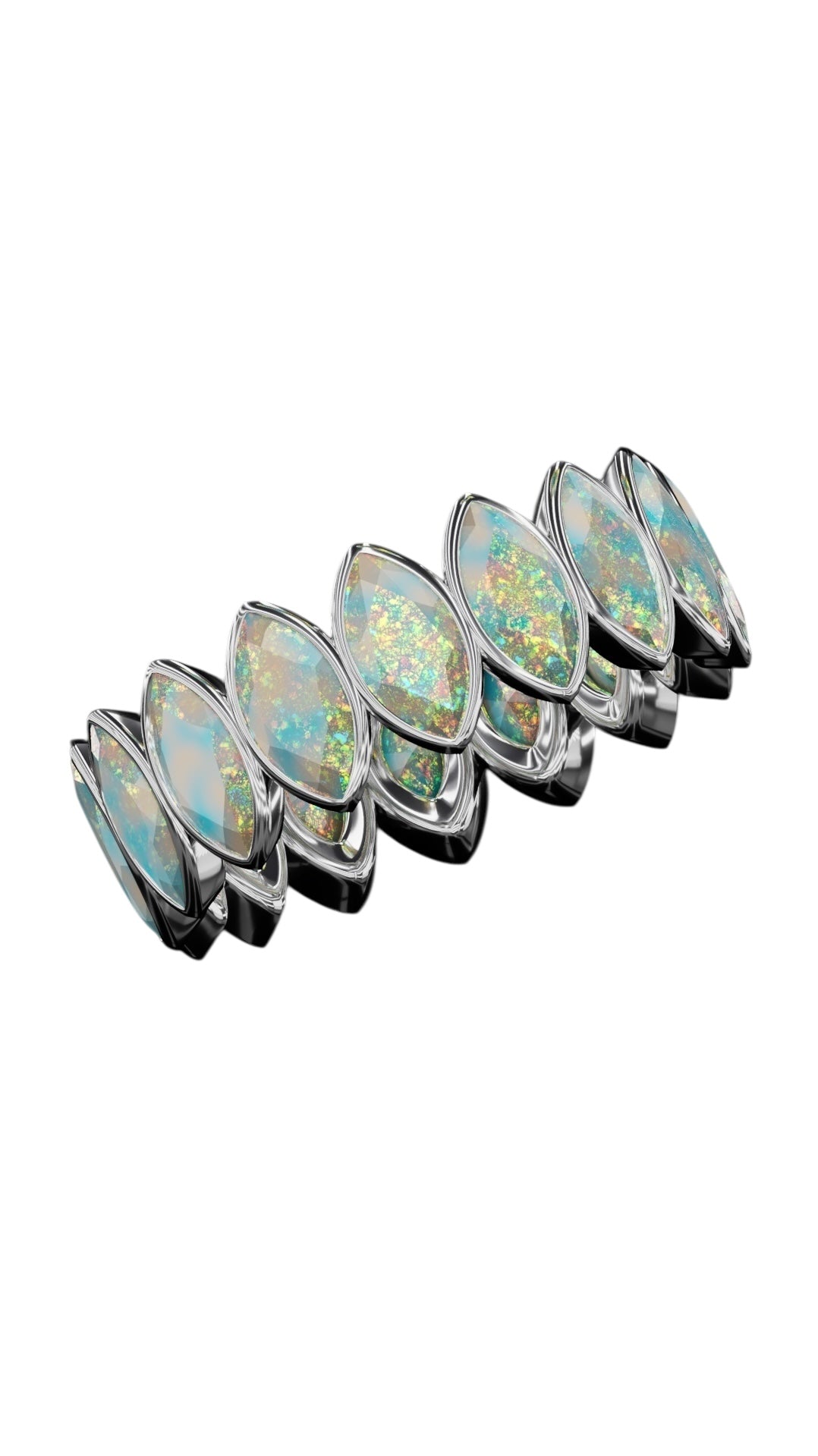 Vetical Marquise Cut Opal Bezel Band