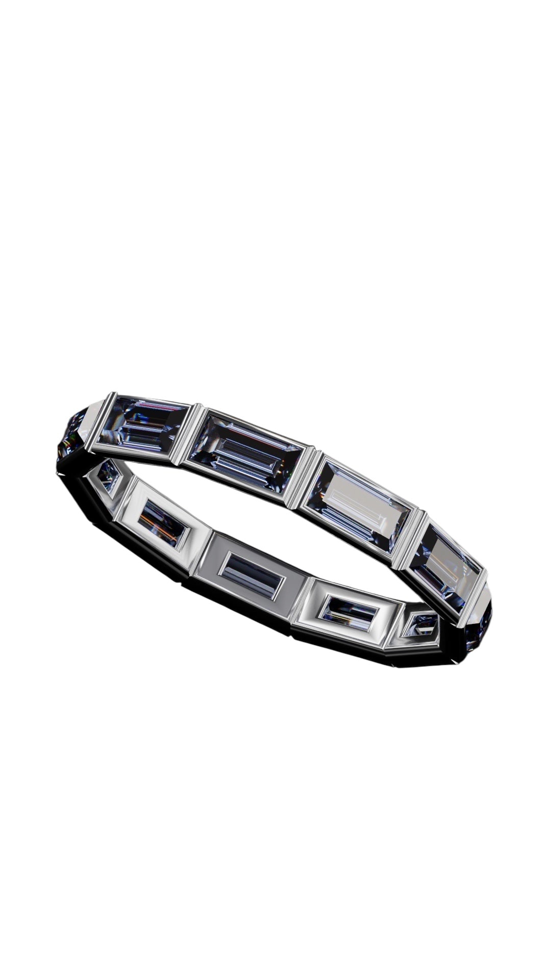 Horizontal Baguette Cut Tanzanite Bezel Band