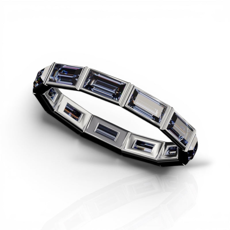 Horizontal Baguette Cut Tanzanite Bezel Band