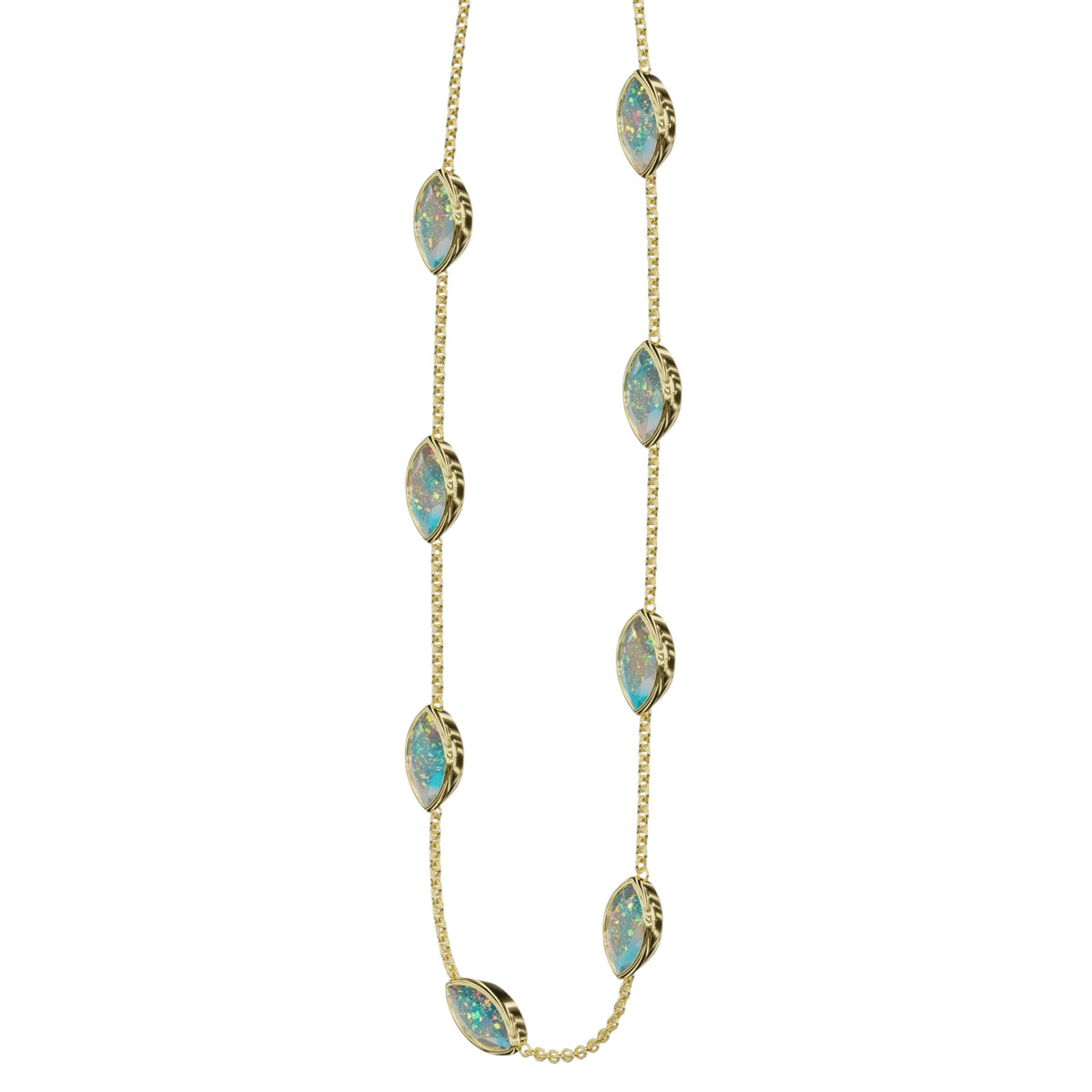 Bezel Marquise Cut Opal Necklace