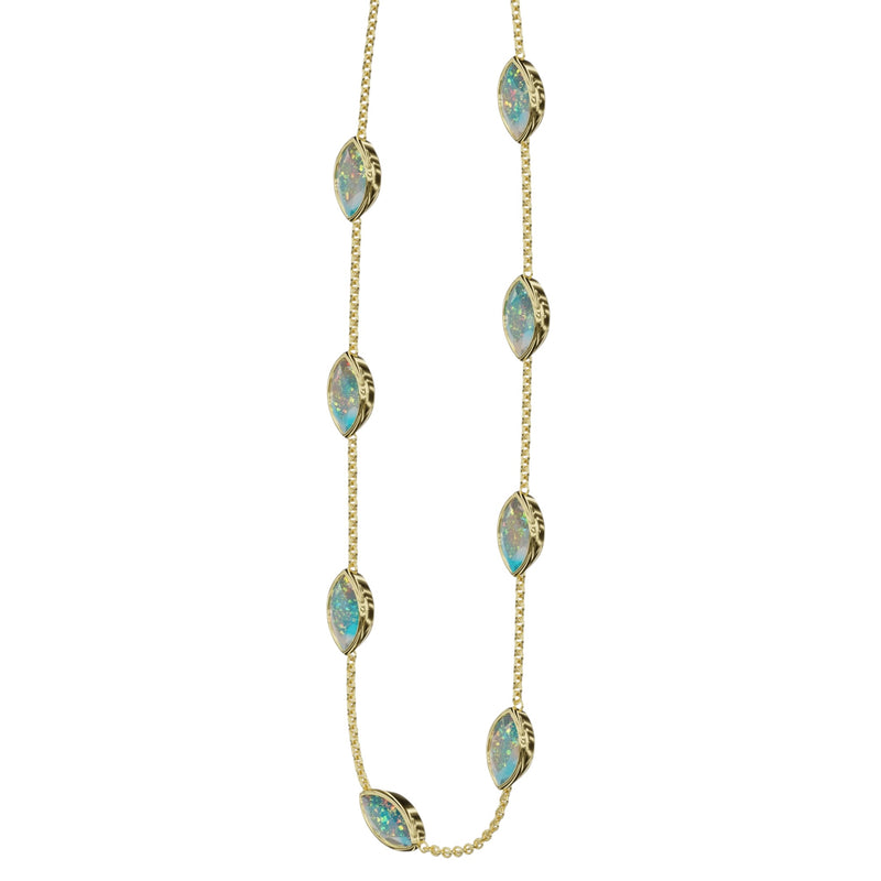 Bezel Marquise Cut Opal Necklace