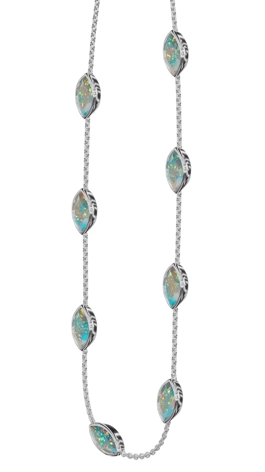 Bezel Marquise Cut Opal Necklace