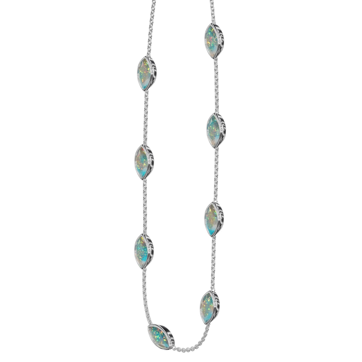 Bezel Marquise Cut Opal Necklace