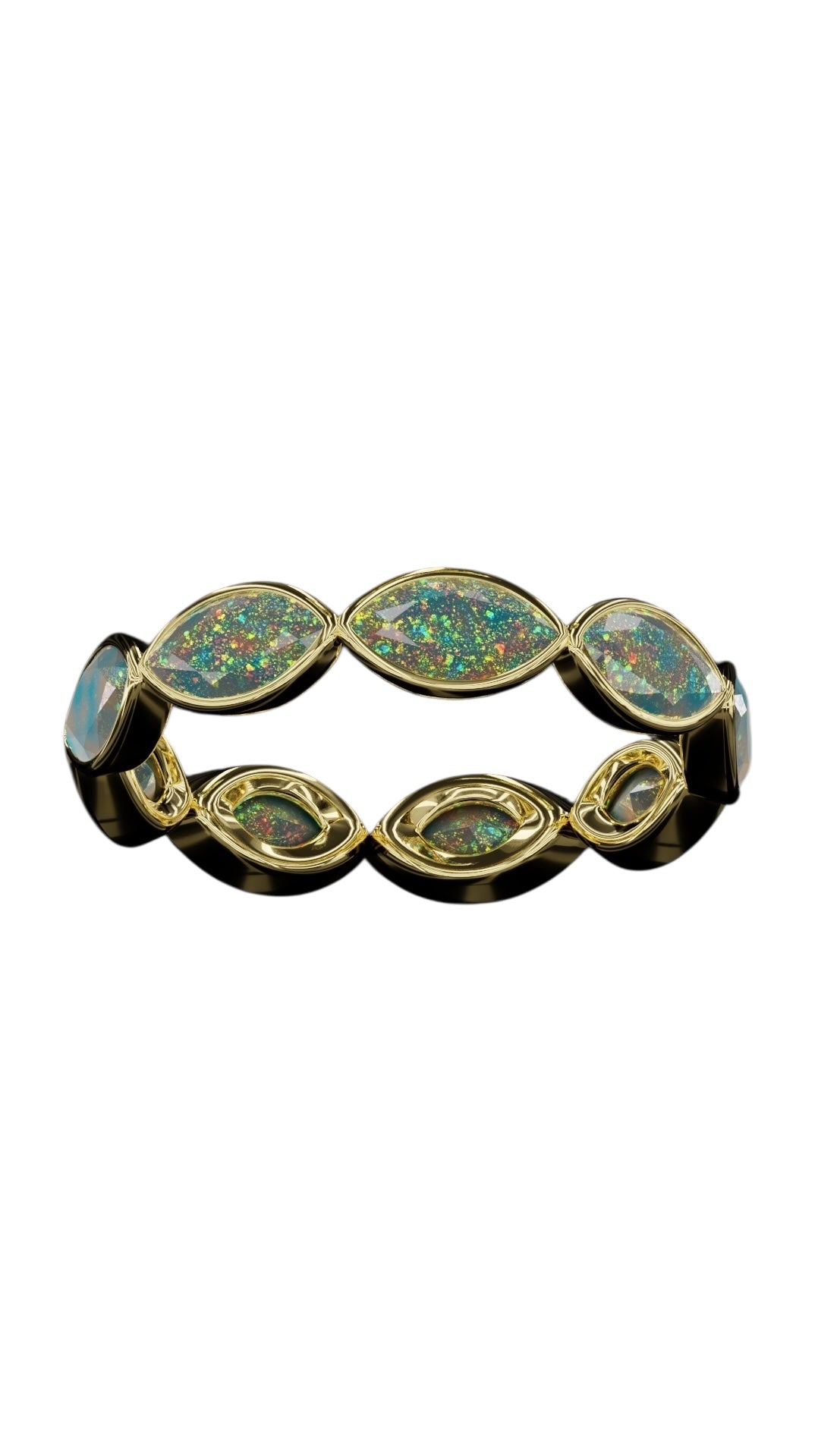 Horizontal Marquise Cut Opal Bezel Band