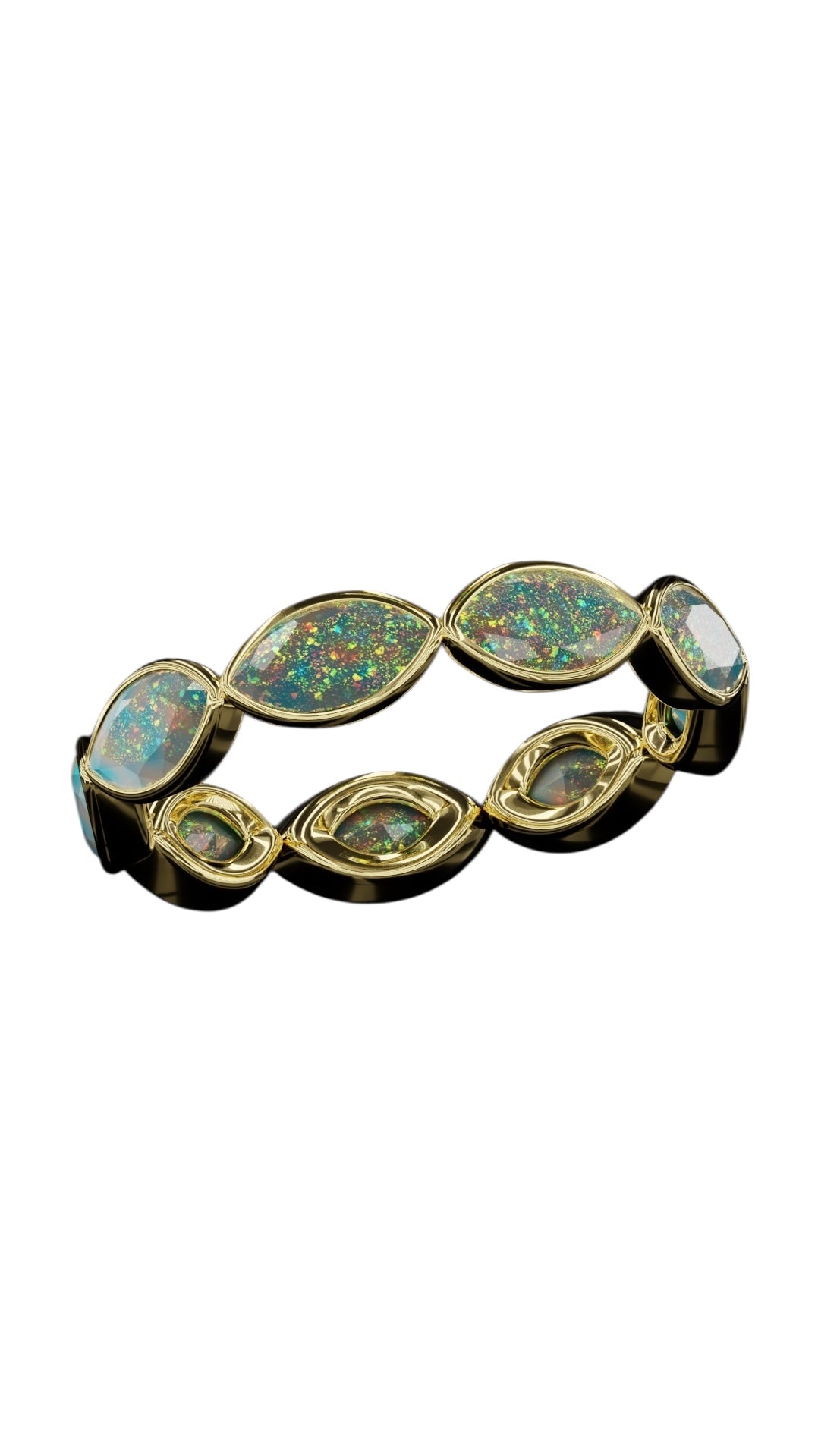 Horizontal Marquise Cut Opal Bezel Band