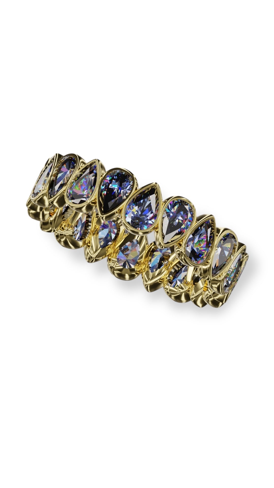 Vertical Pear Cut Tanzanite Bezel Band