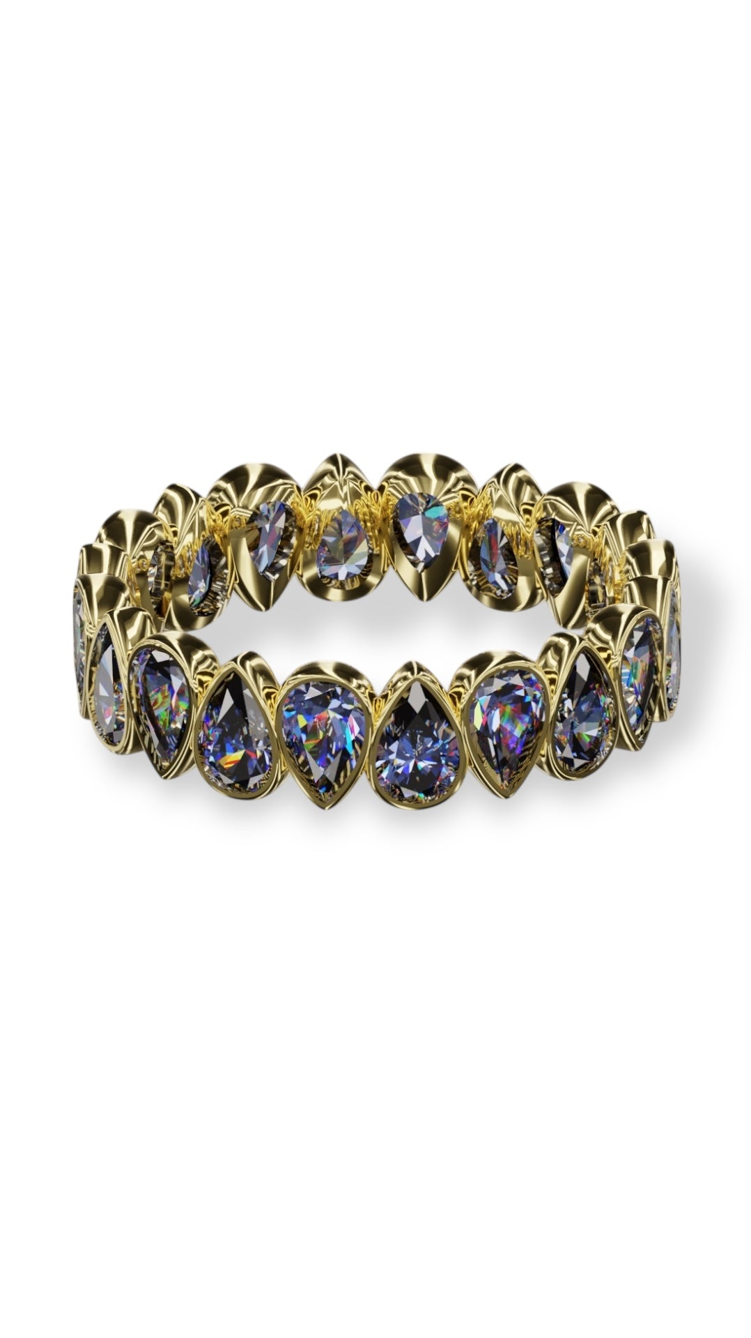 Vertical Pear Cut Tanzanite Bezel Band