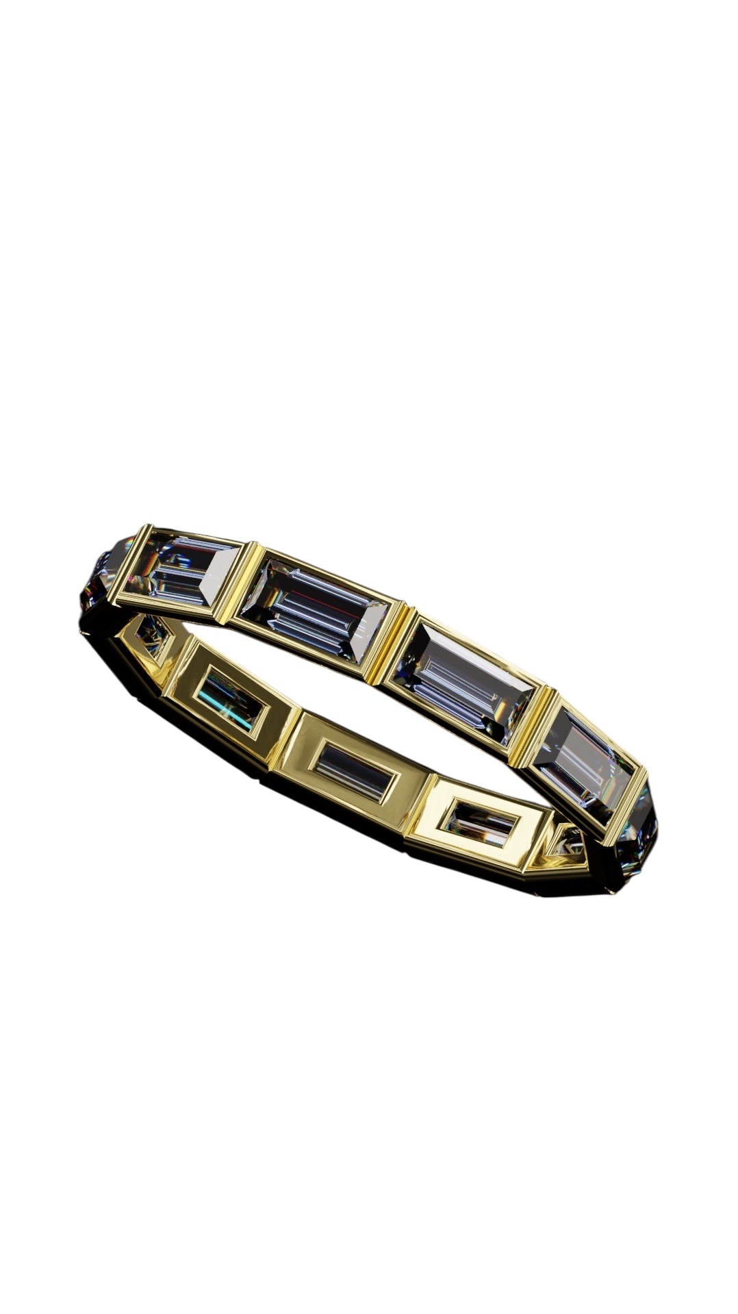 Horizontal Baguette Cut Tanzanite Bezel Band