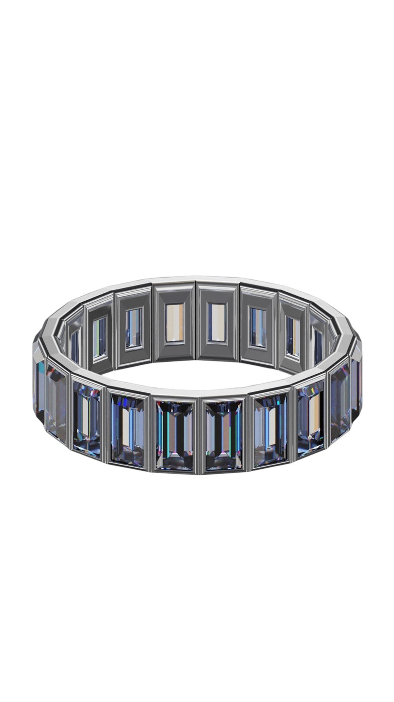 Vertical Baguette Cut Tanzanite Bezel Band
