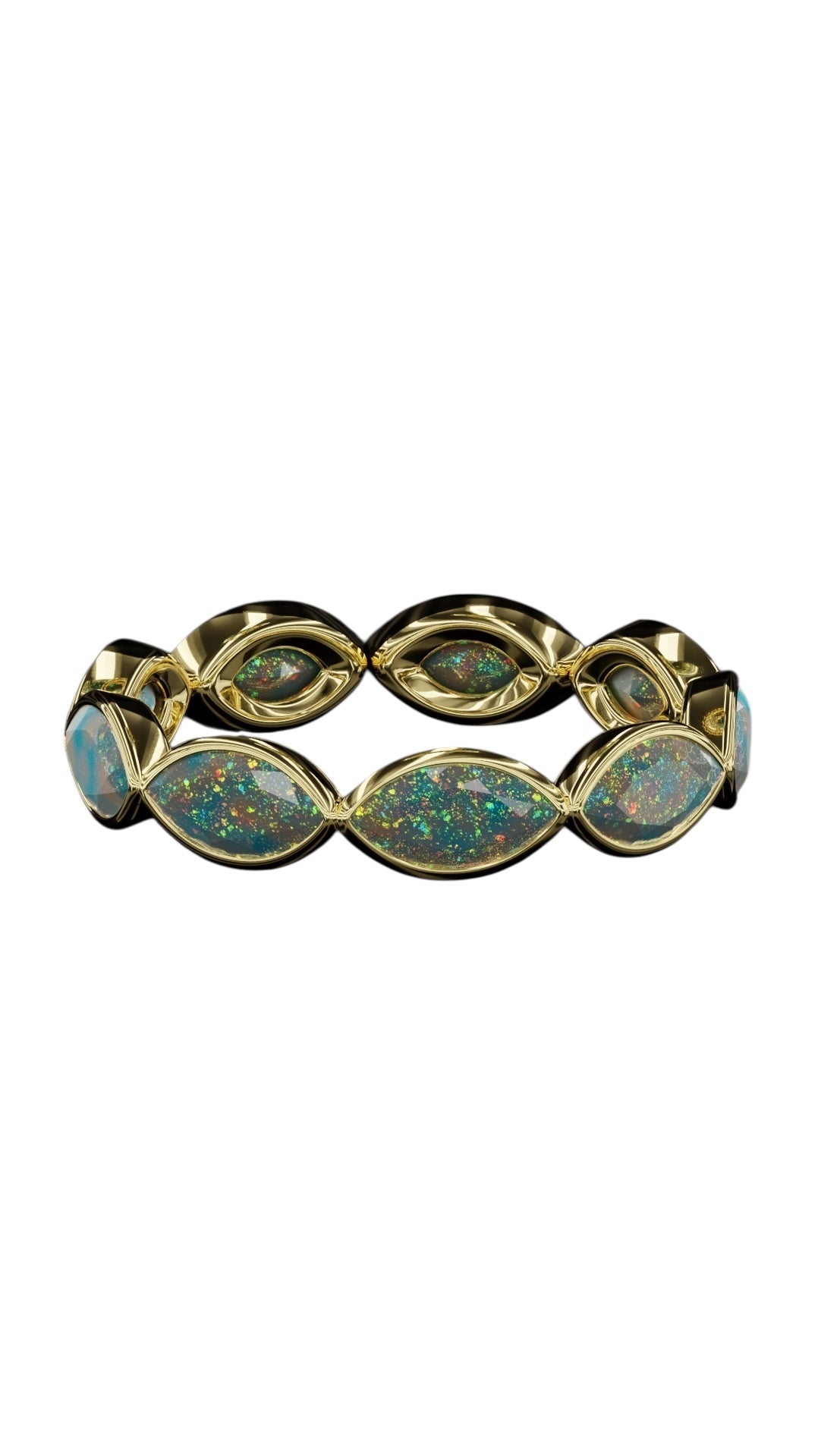 Horizontal Marquise Cut Opal Bezel Band