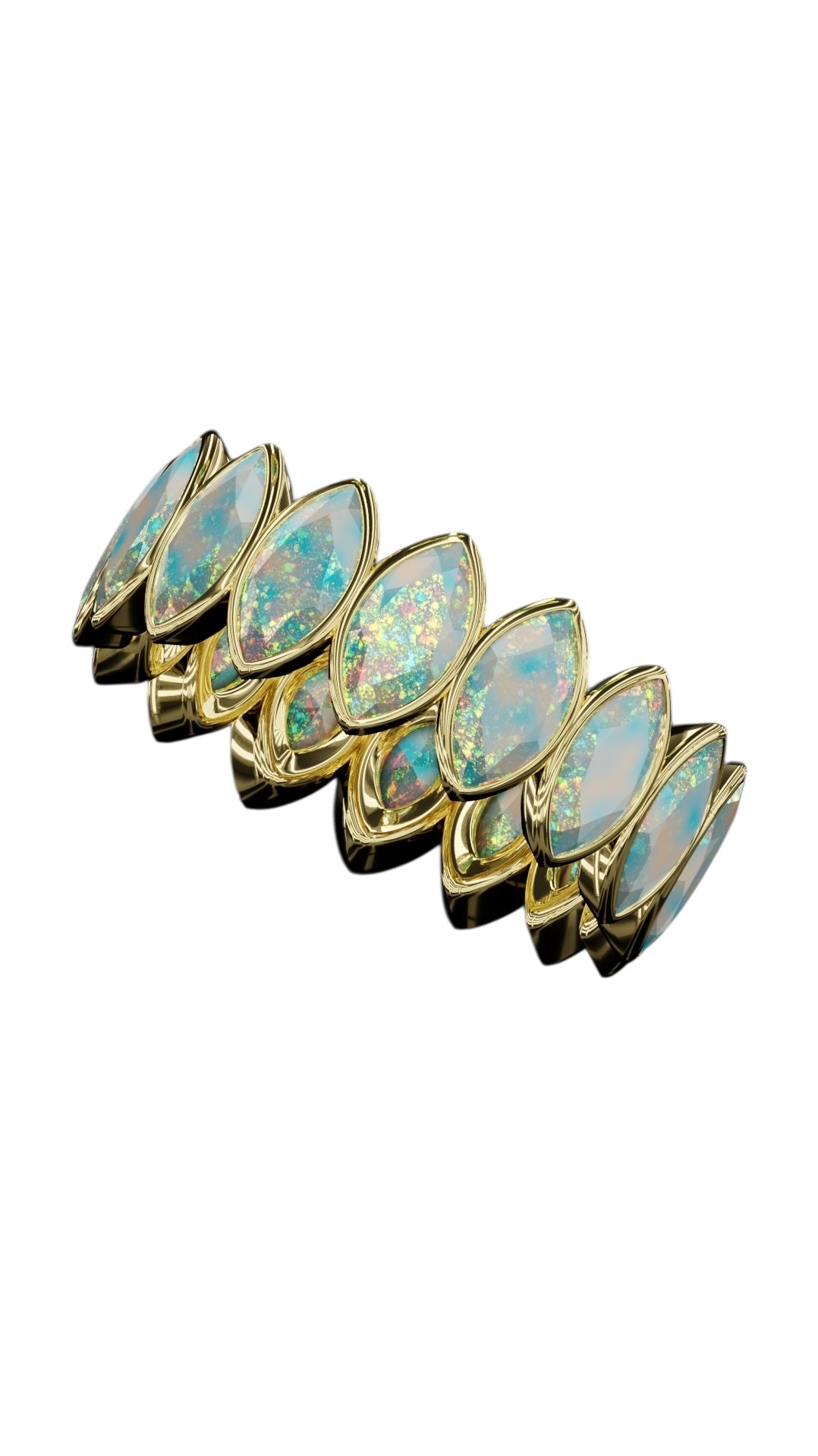 Vetical Marquise Cut Opal Bezel Band