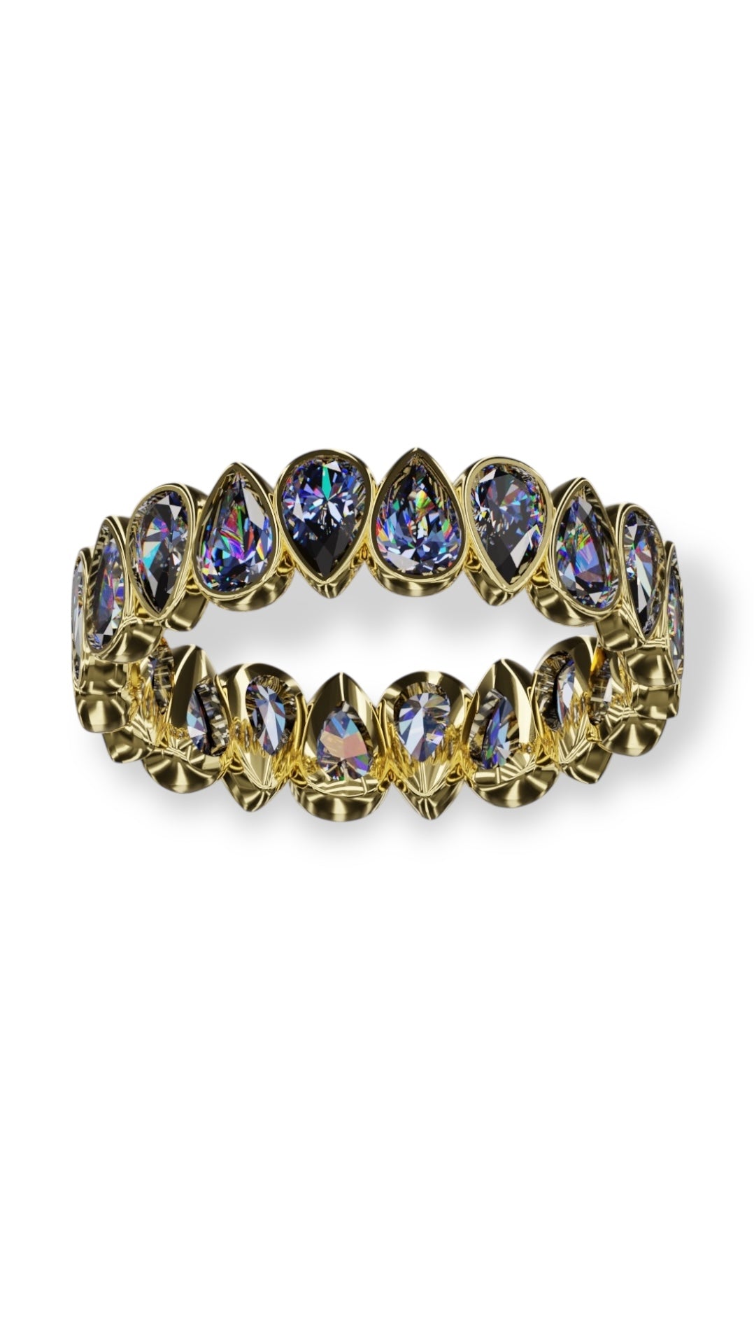 Vertical Pear Cut Tanzanite Bezel Band