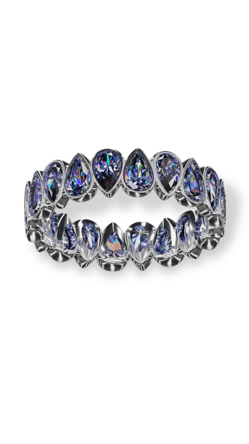 Vertical Pear Cut Tanzanite Bezel Band