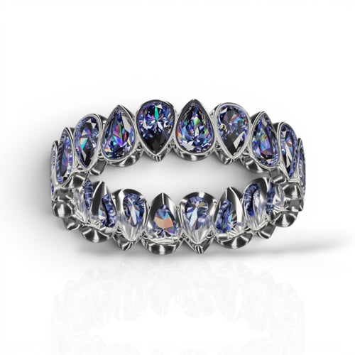 Vertical Pear Cut Tanzanite Bezel Band