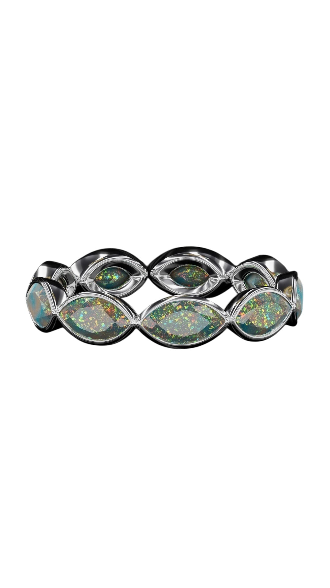 Horizontal Marquise Cut Opal Bezel Band
