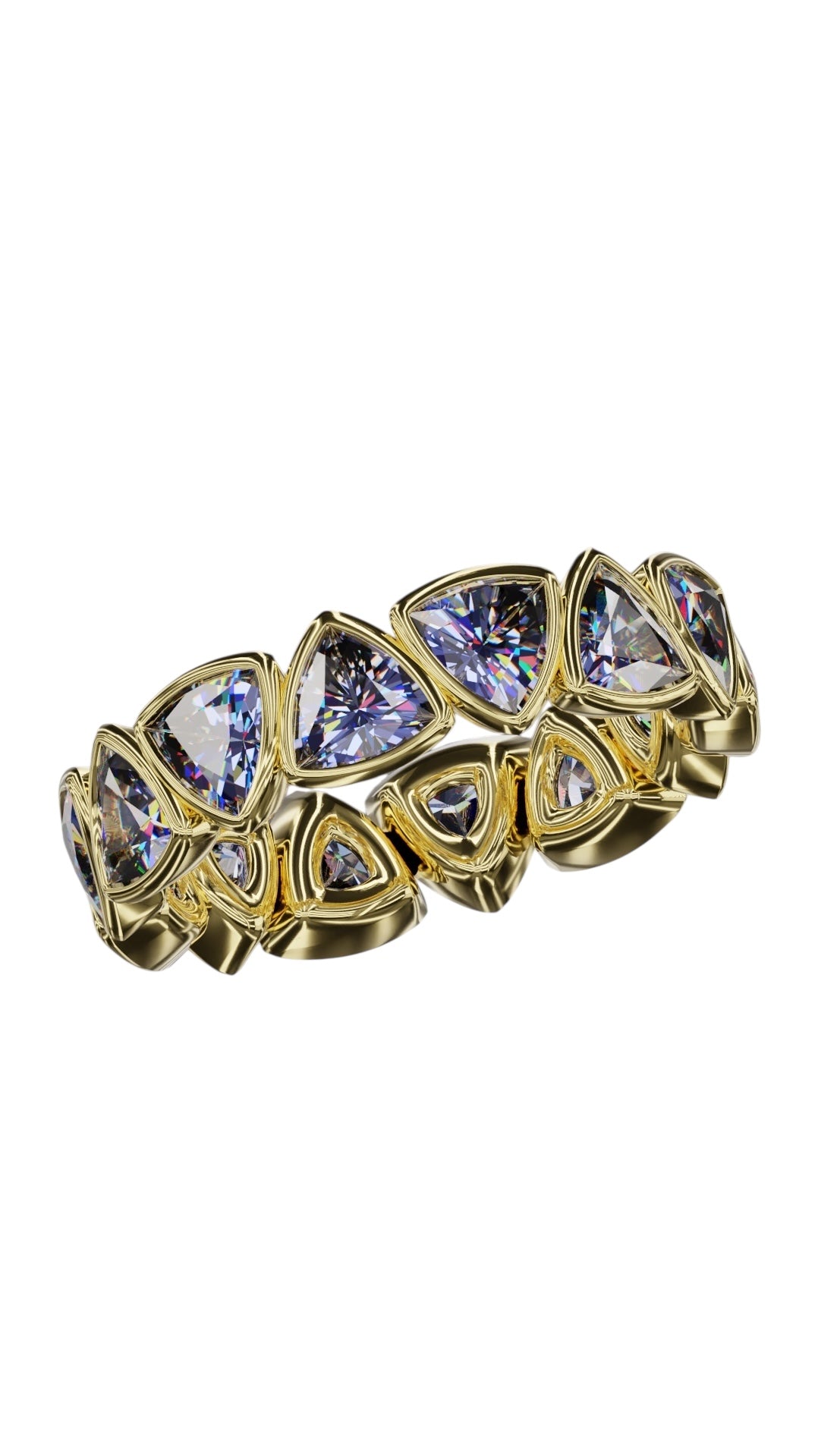 4mm Trillion Faceted Tanzanite Bezel Band