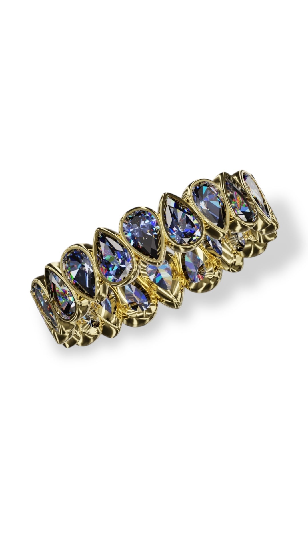 Vertical Pear Cut Tanzanite Bezel Band