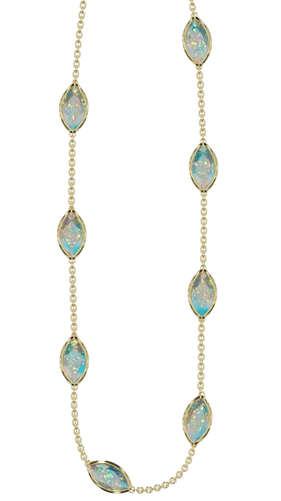 Bezel Marquise Cut Opal Necklace