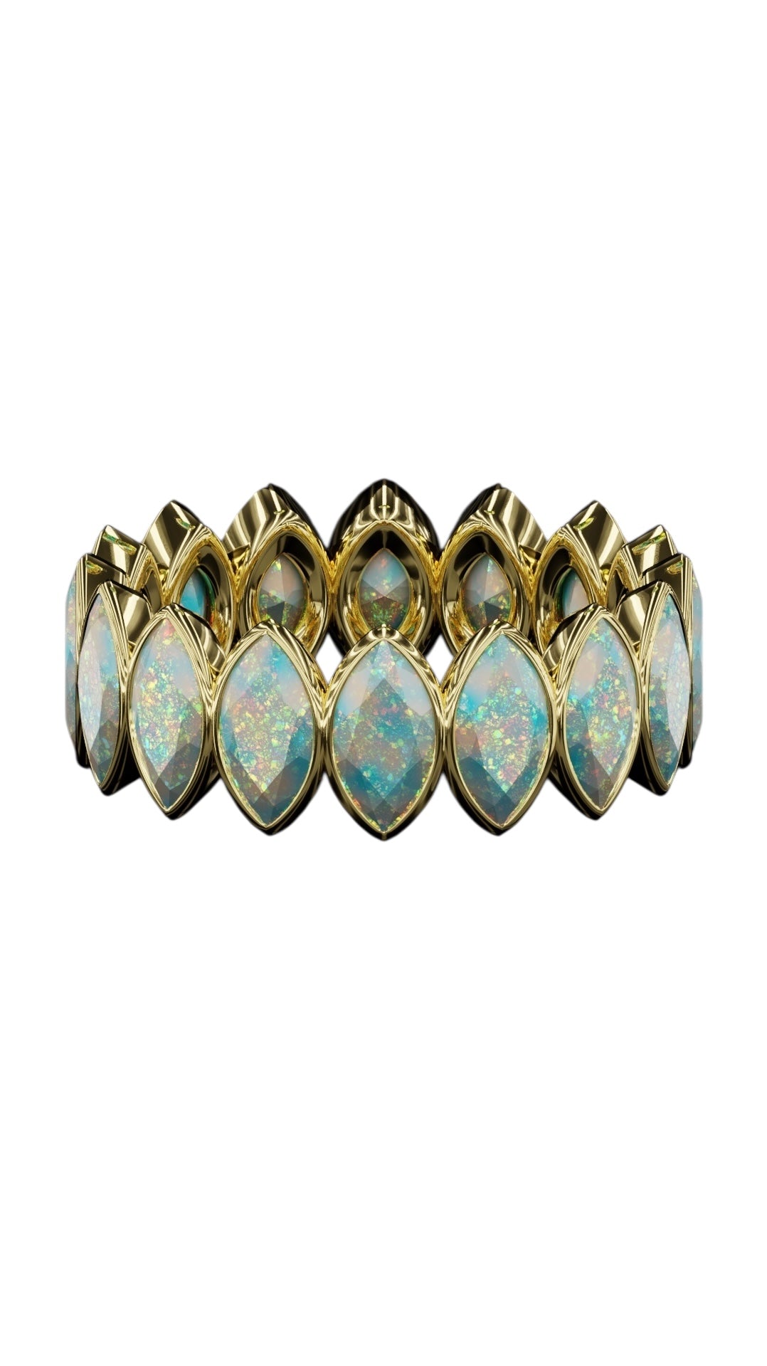 Vetical Marquise Cut Opal Bezel Band
