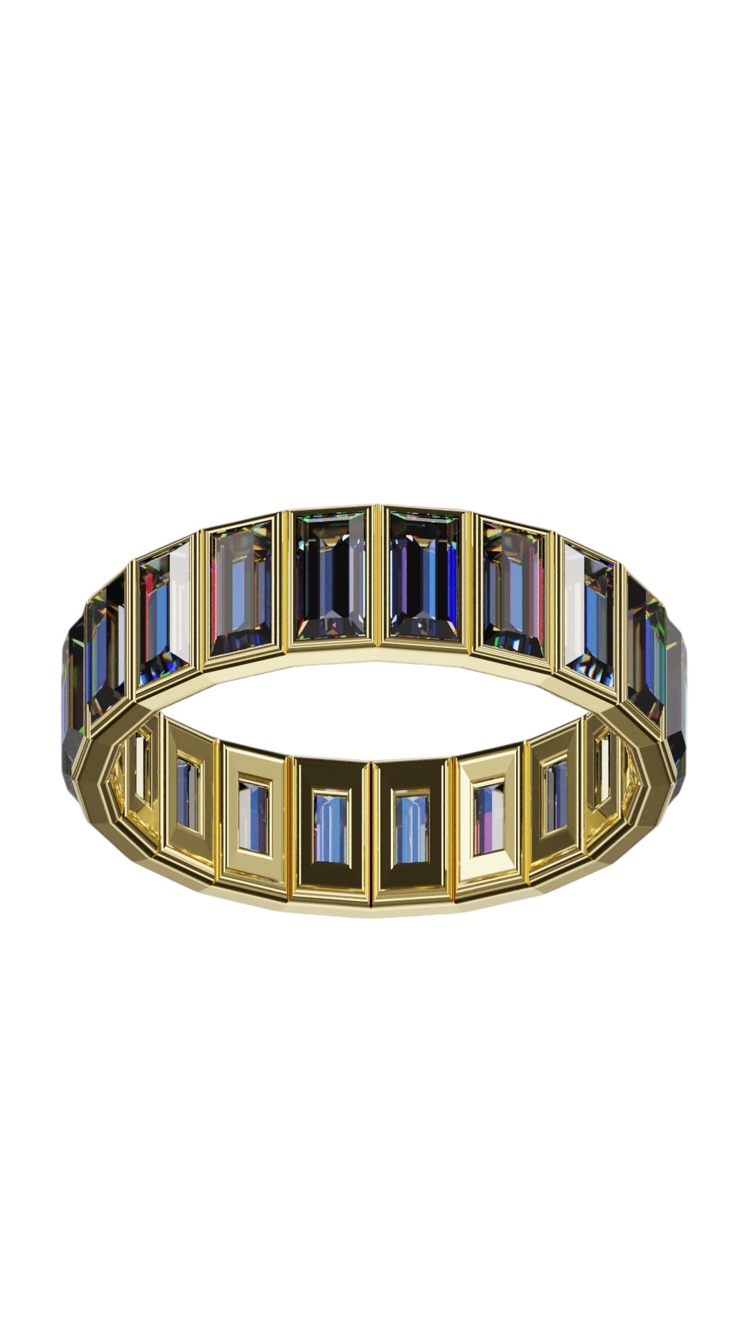 Vertical Baguette Cut Tanzanite Bezel Band