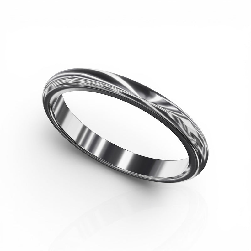 YFS Designs 2mm comfort fit wedding band in polished silver metal with a sleek minimalist profile