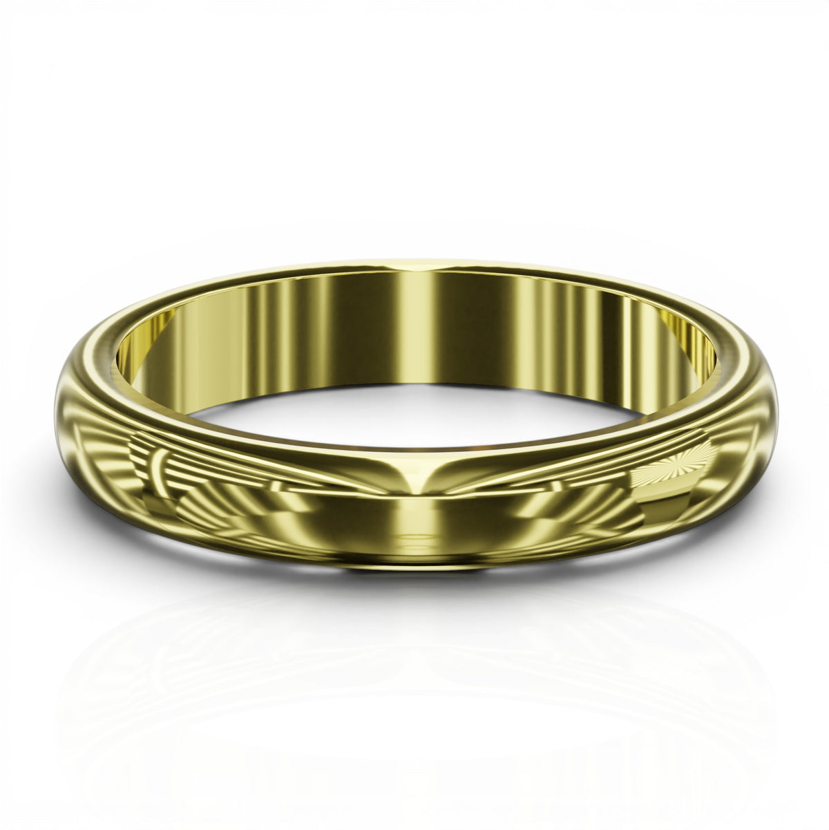 YFS Designs 3mm gold wedding band with a smooth comfort fit polished finish