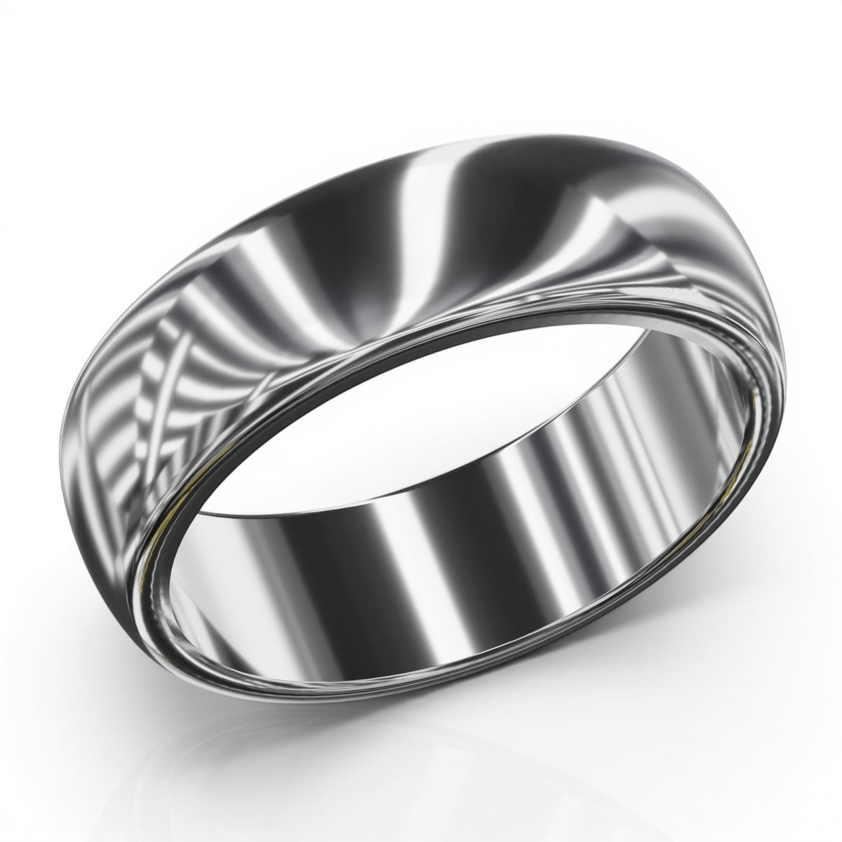 YFS Designs 5.5mm polished silver wedding band with a smooth, rounded comfort-fit design on a white background.