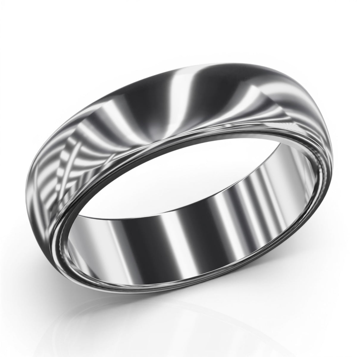 YFS Designs 5mm comfort fit wedding band in polished silver-tone metal with a classic domed profile