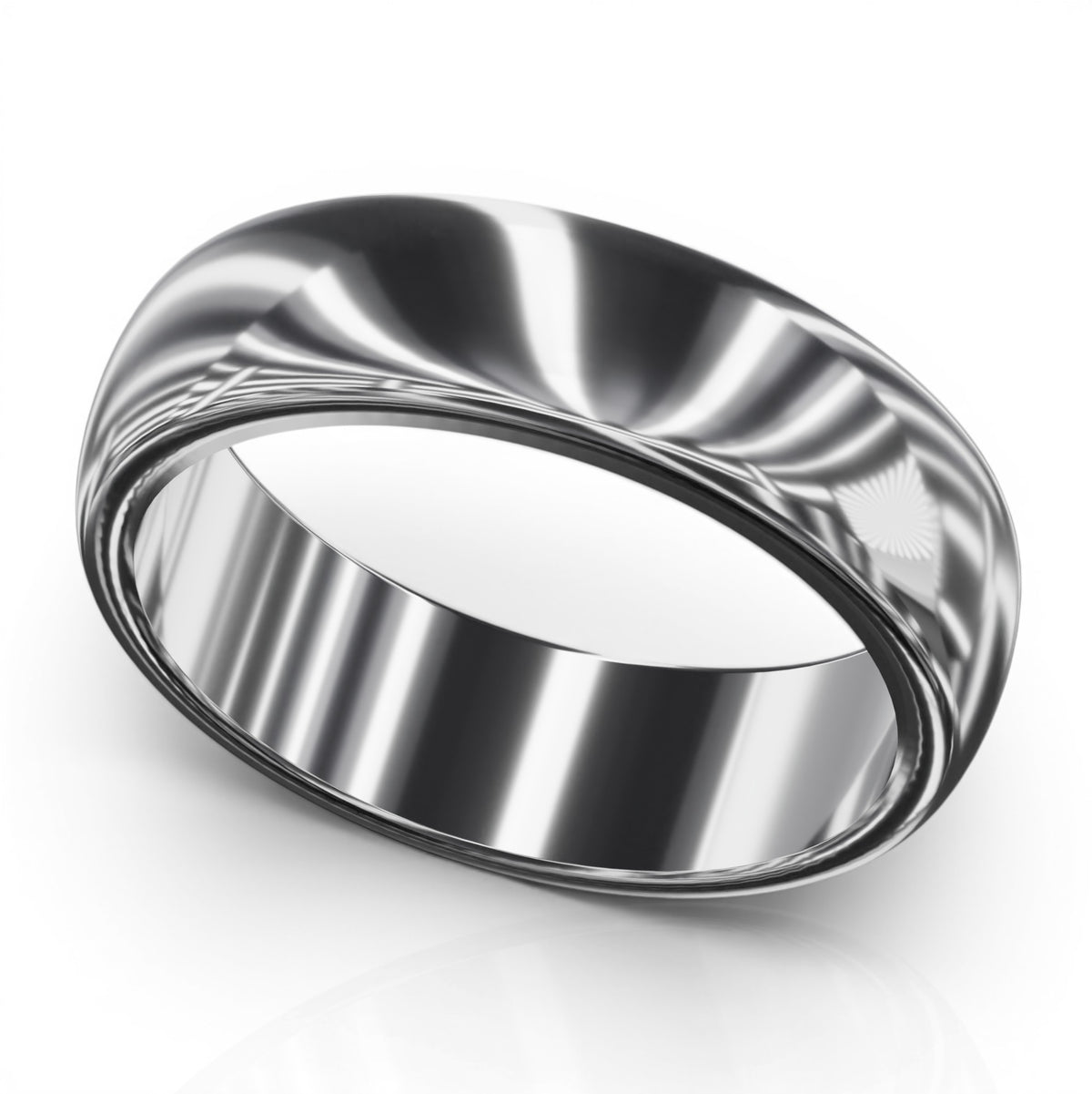 YFS Designs 5mm comfort fit wedding band with a polished silver domed profile and smooth interior finish.