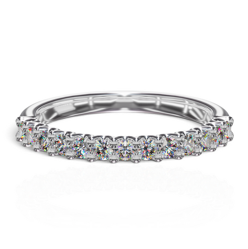 YFS Designs Angeline 2mm half coverage wedding band with 0.39tw lab-grown round diamonds in polished 14K white gold
